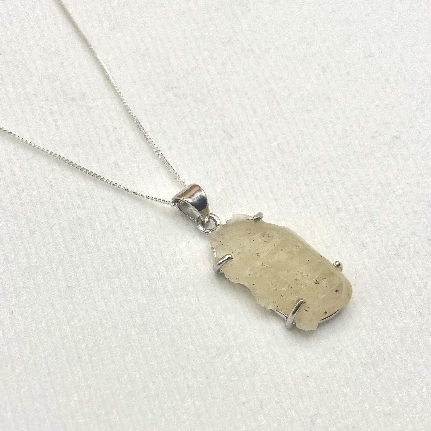 Sterling Silver 925 Libyan Desert Glass Necklace | TRANSFORMATION | ABUNDANCE | INSPIRATION