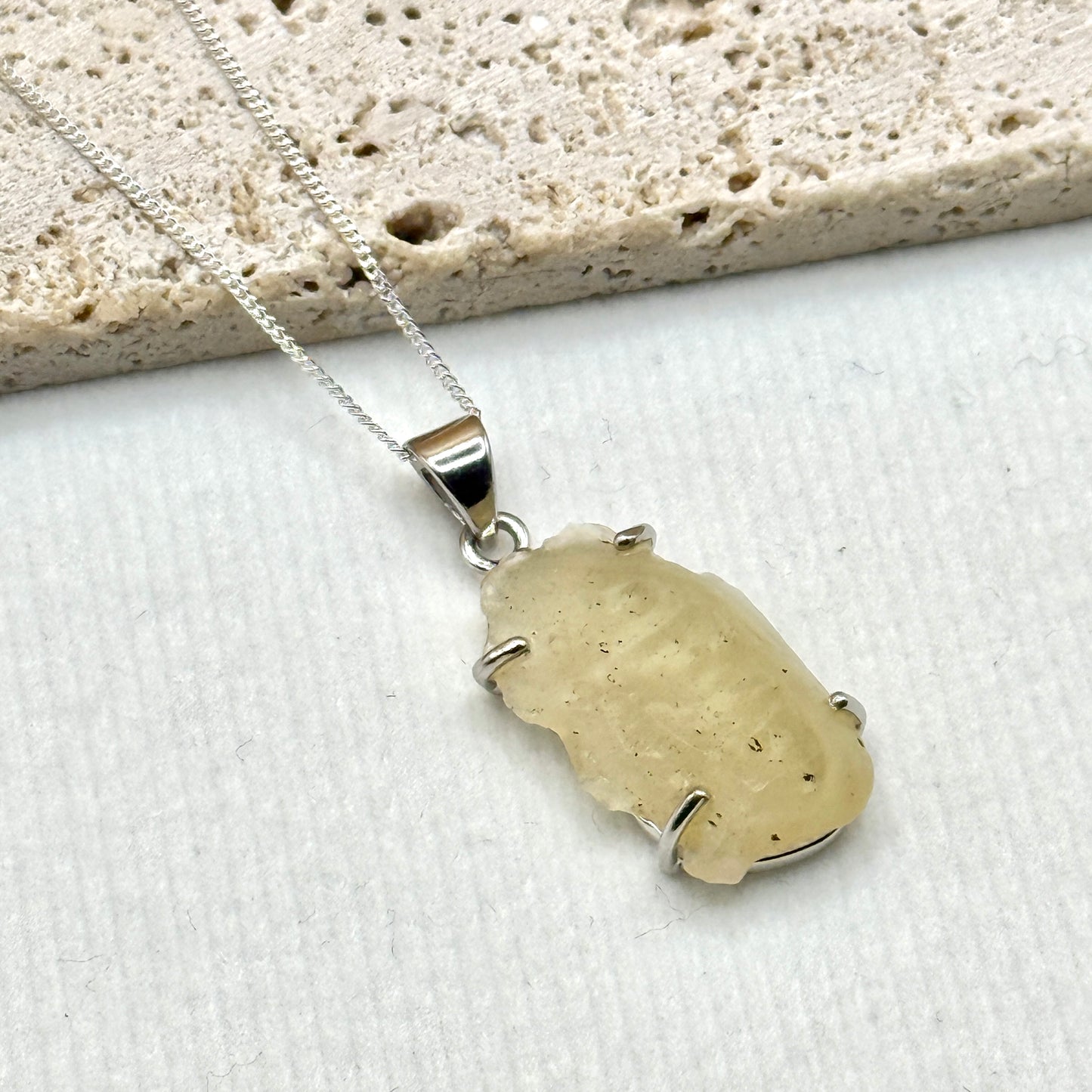 Sterling Silver 925 Libyan Desert Glass Necklace | TRANSFORMATION | ABUNDANCE | INSPIRATION