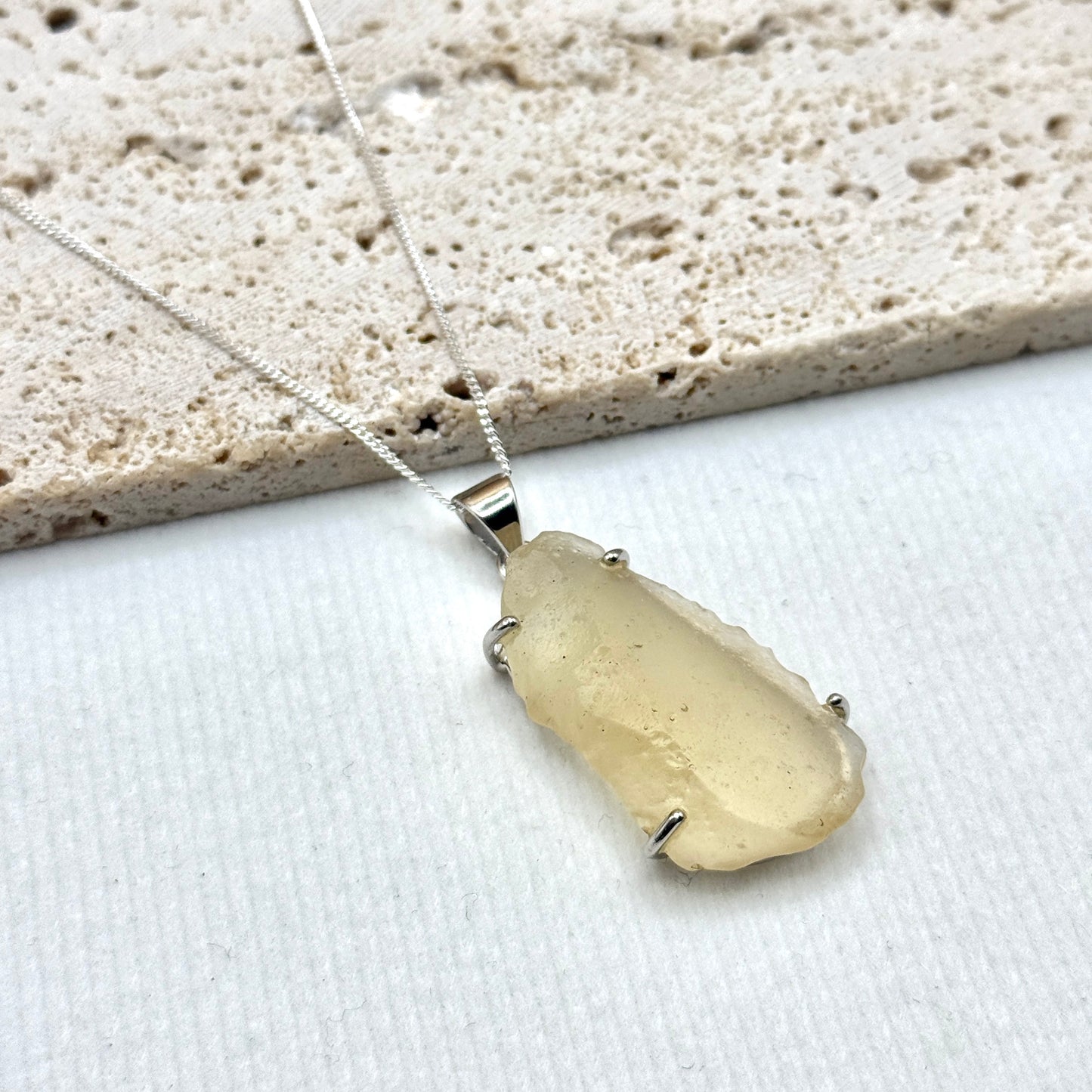 Sterling Silver 925 Libyan Desert Glass Necklace | TRANSFORMATION | ABUNDANCE | INSPIRATION