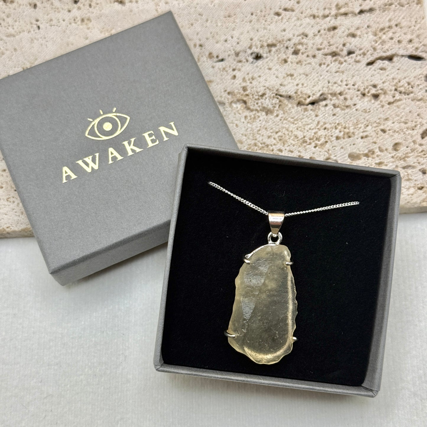 Sterling Silver 925 Libyan Desert Glass Necklace | TRANSFORMATION | ABUNDANCE | INSPIRATION