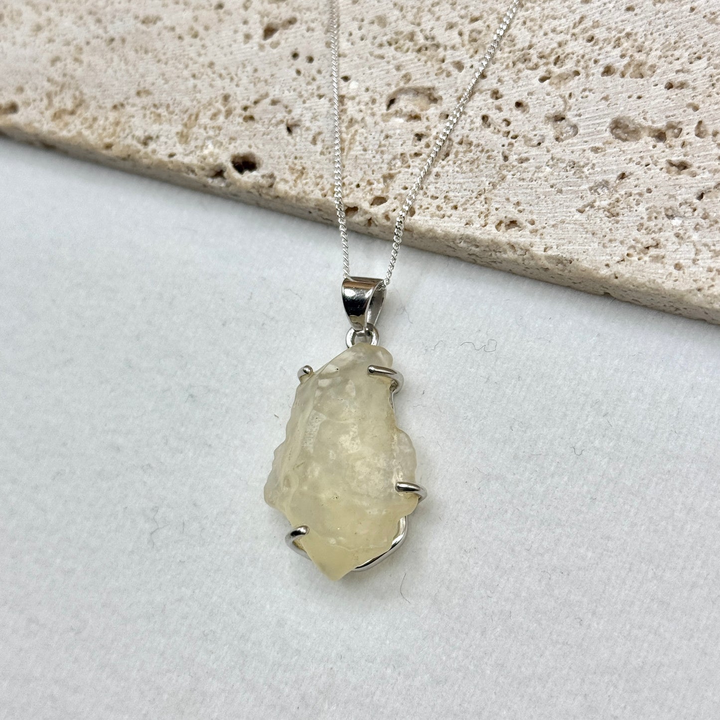 Sterling Silver 925 Libyan Desert Glass Necklace | TRANSFORMATION | ABUNDANCE | INSPIRATION