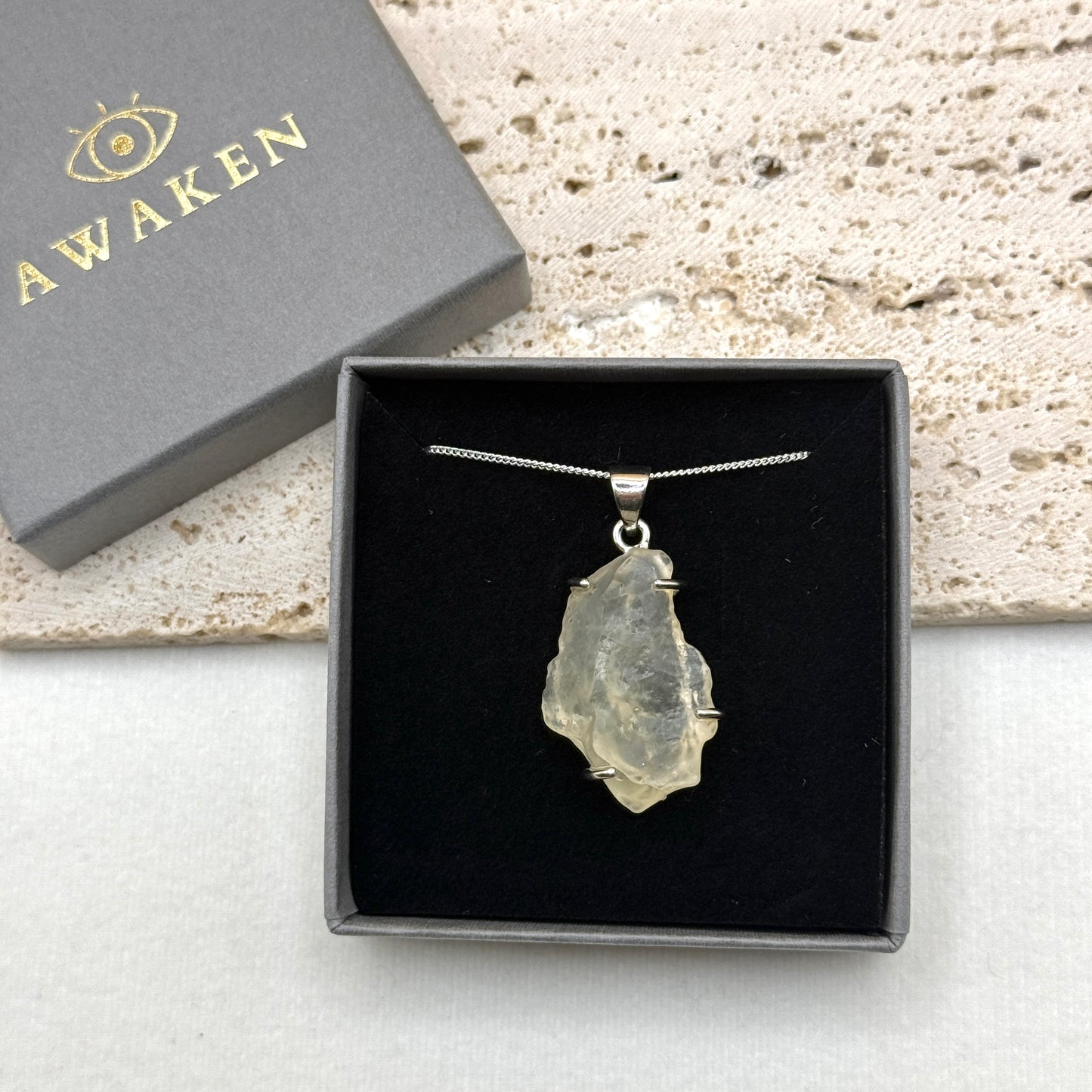 Sterling Silver 925 Libyan Desert Glass Necklace | TRANSFORMATION | ABUNDANCE | INSPIRATION