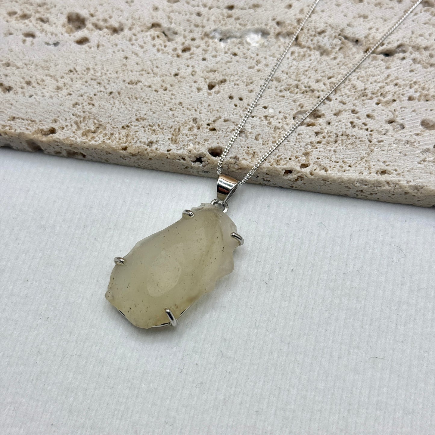 Sterling Silver 925 Libyan Desert Glass Necklace | TRANSFORMATION | ABUNDANCE | INSPIRATION