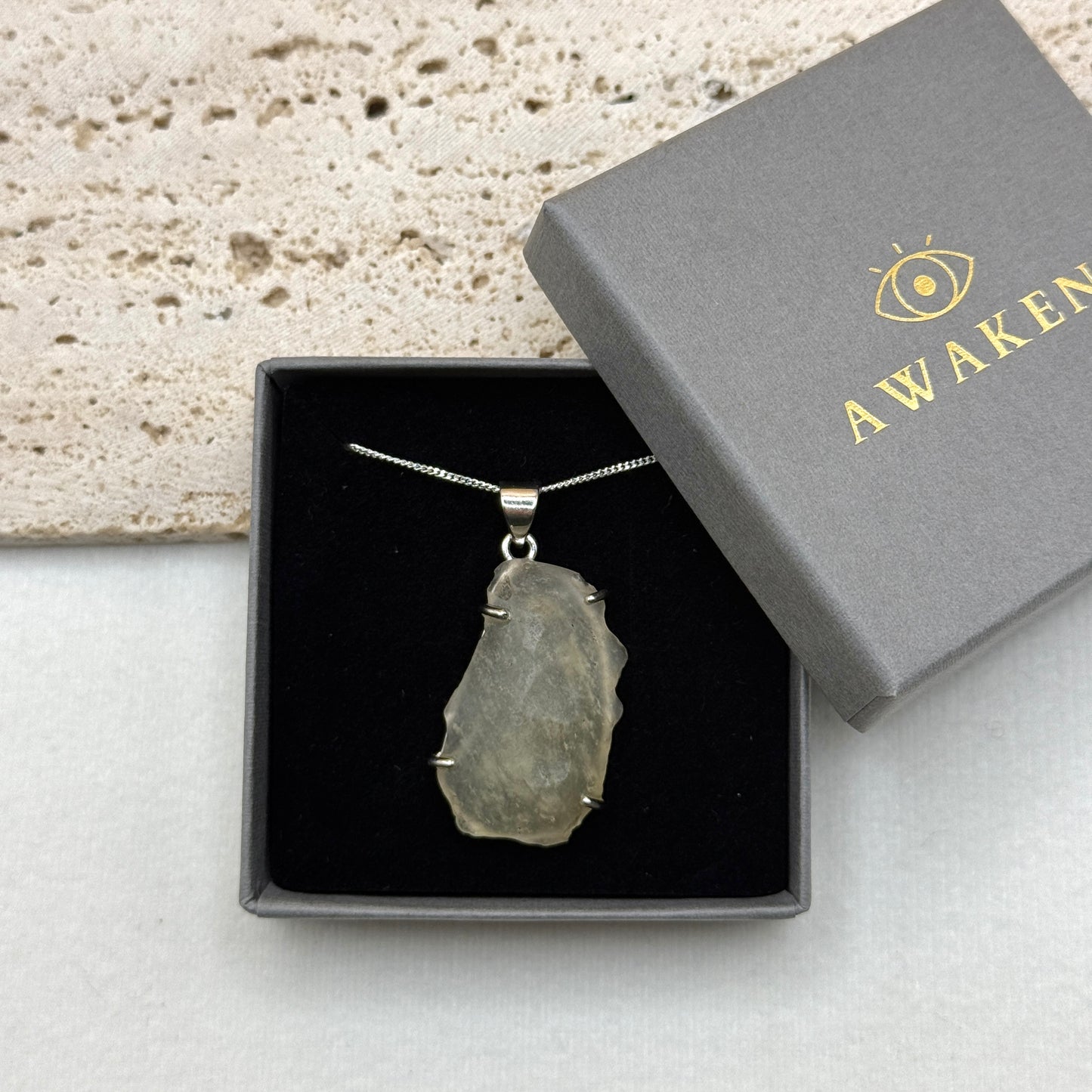 Sterling Silver 925 Libyan Desert Glass Necklace | TRANSFORMATION | ABUNDANCE | INSPIRATION