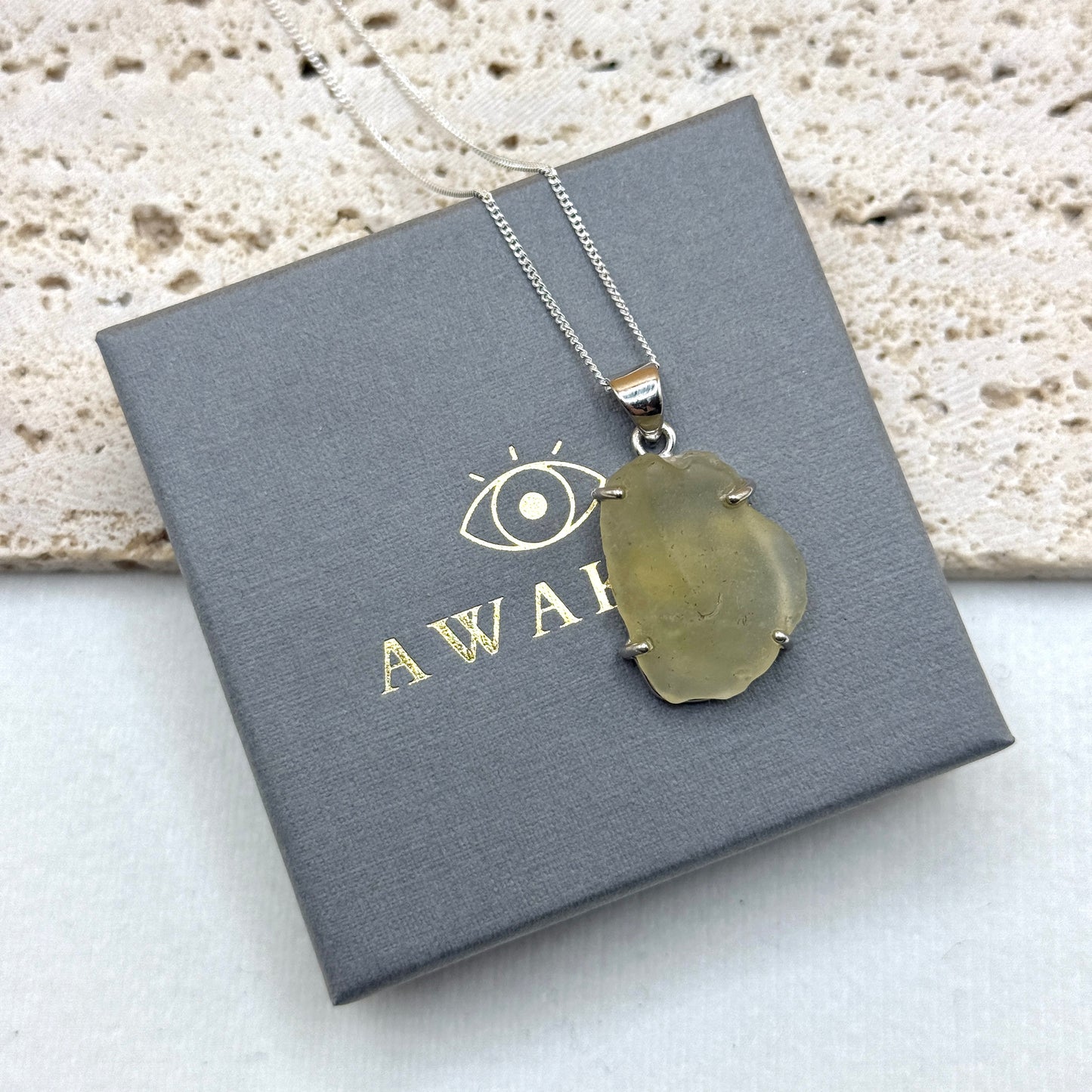 Sterling Silver 925 Libyan Desert Glass Necklace | TRANSFORMATION | ABUNDANCE | INSPIRATION