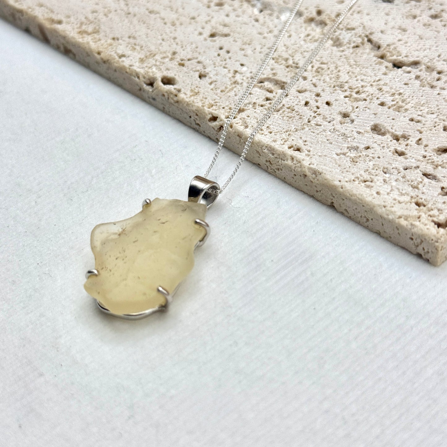 Sterling Silver 925 Libyan Desert Glass Necklace | TRANSFORMATION | ABUNDANCE | INSPIRATION