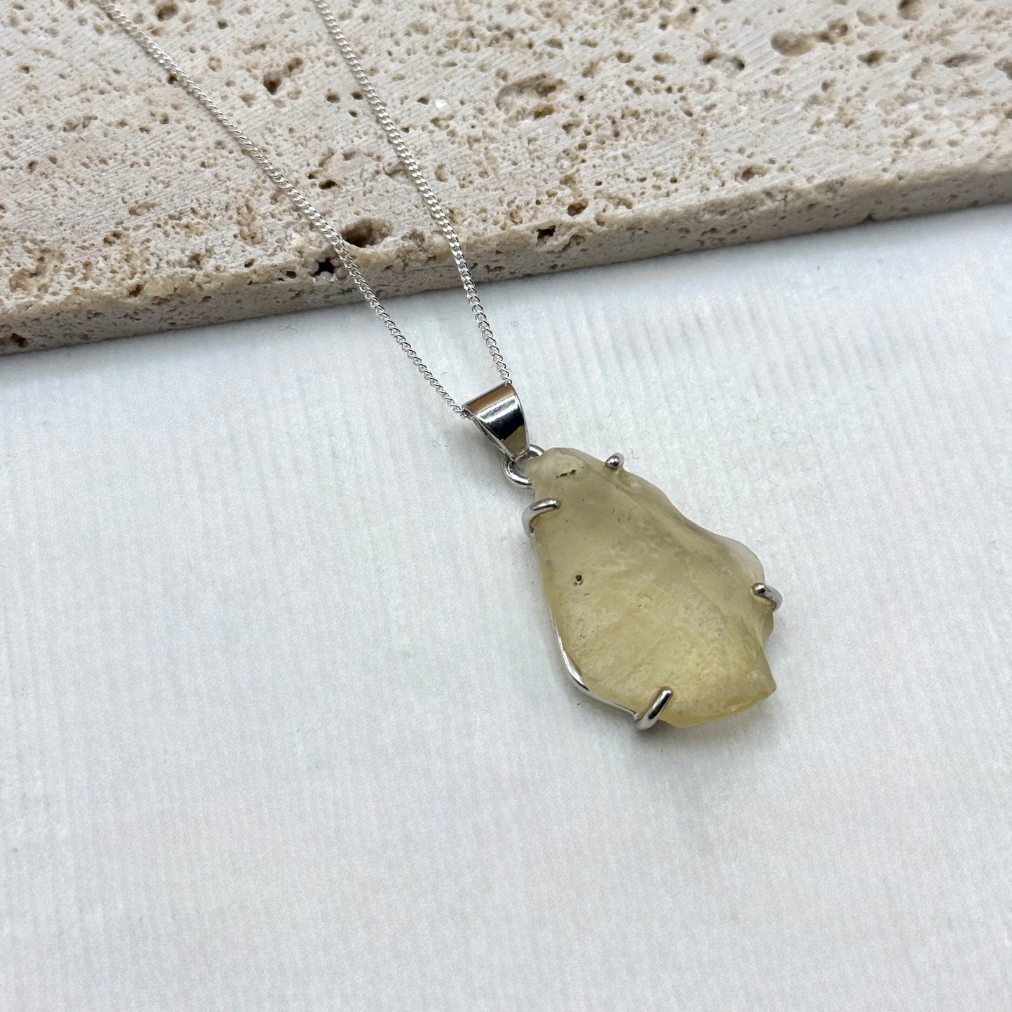 Sterling Silver 925 Libyan Desert Glass Necklace | TRANSFORMATION | ABUNDANCE | INSPIRATION