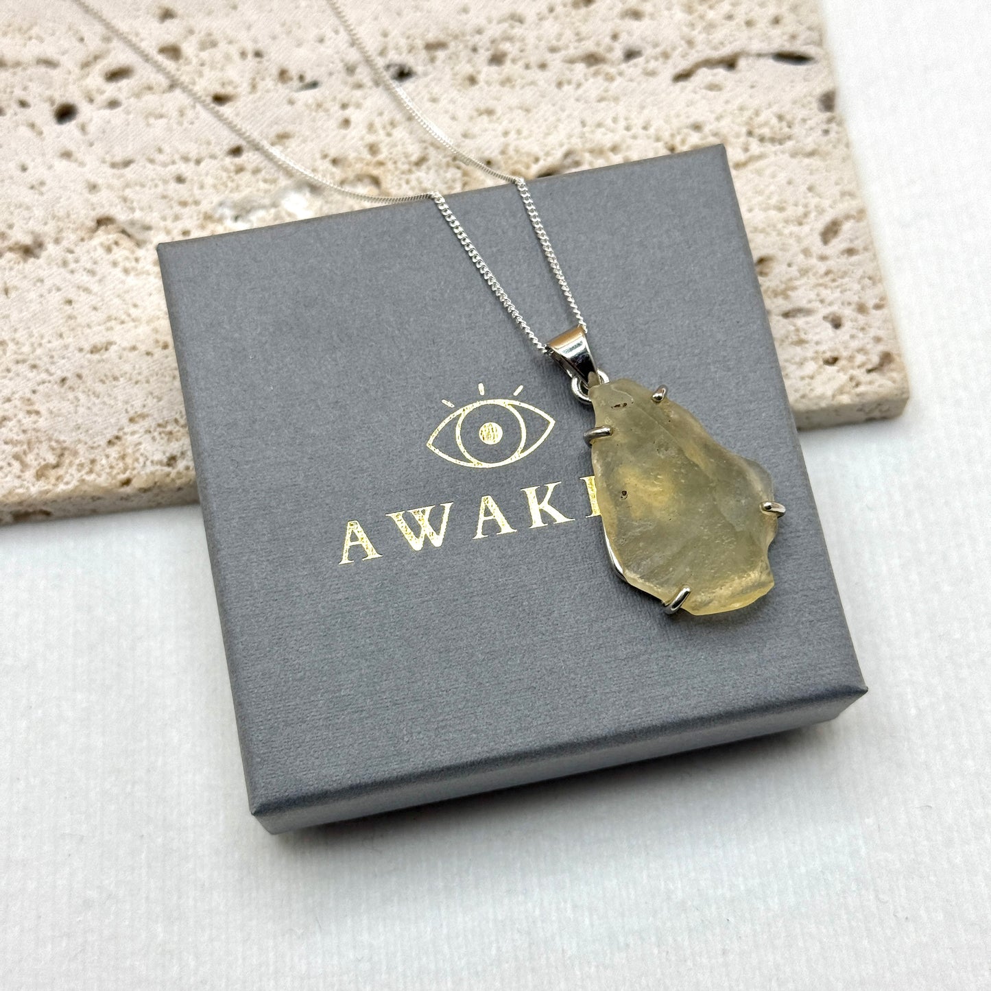 Sterling Silver 925 Libyan Desert Glass Necklace | TRANSFORMATION | ABUNDANCE | INSPIRATION