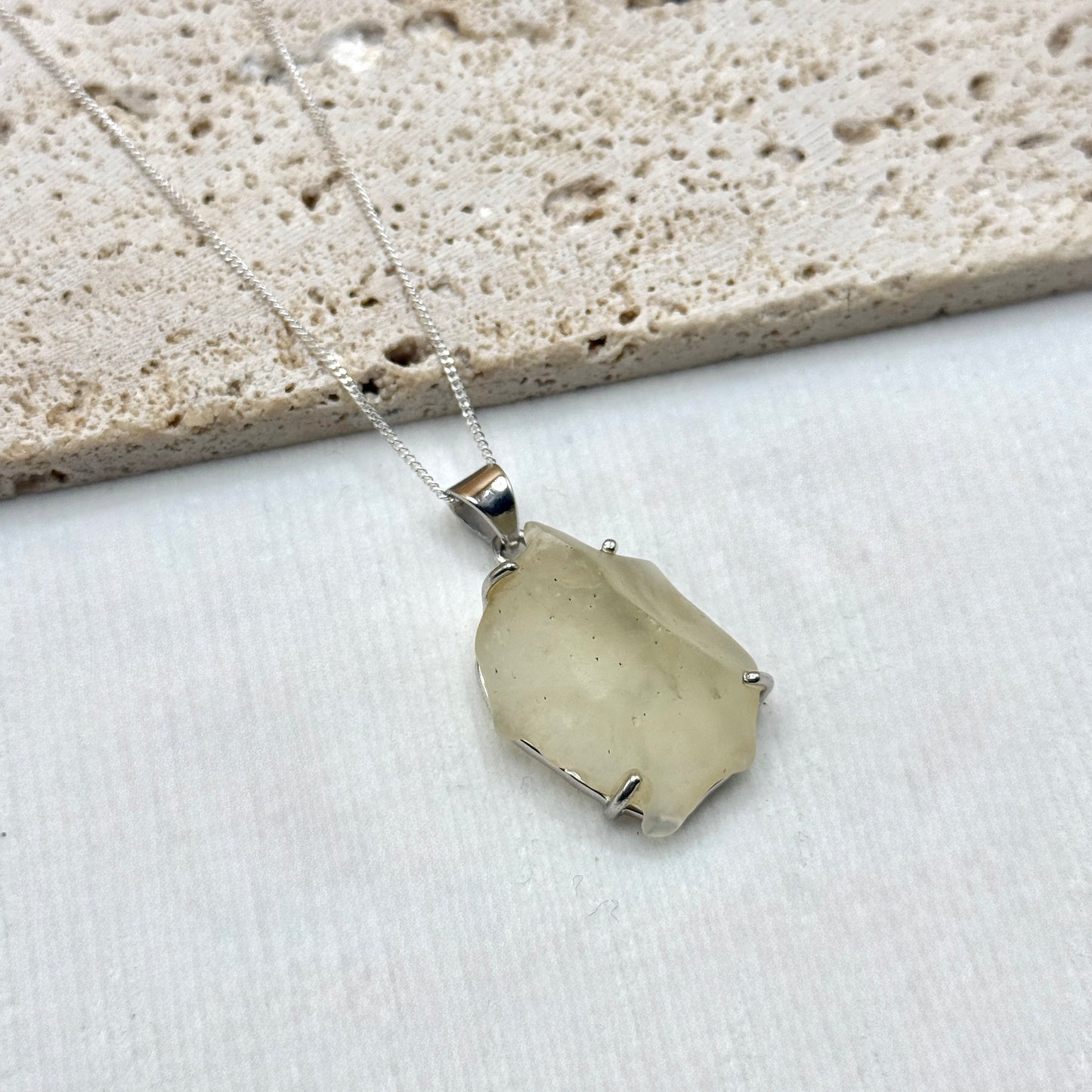 Sterling Silver 925 Libyan Desert Glass Necklace | TRANSFORMATION | ABUNDANCE | INSPIRATION