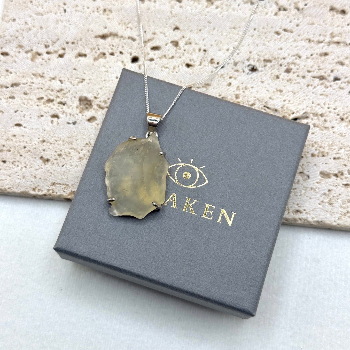 Sterling Silver 925 Libyan Desert Glass Necklace | TRANSFORMATION | ABUNDANCE | INSPIRATION