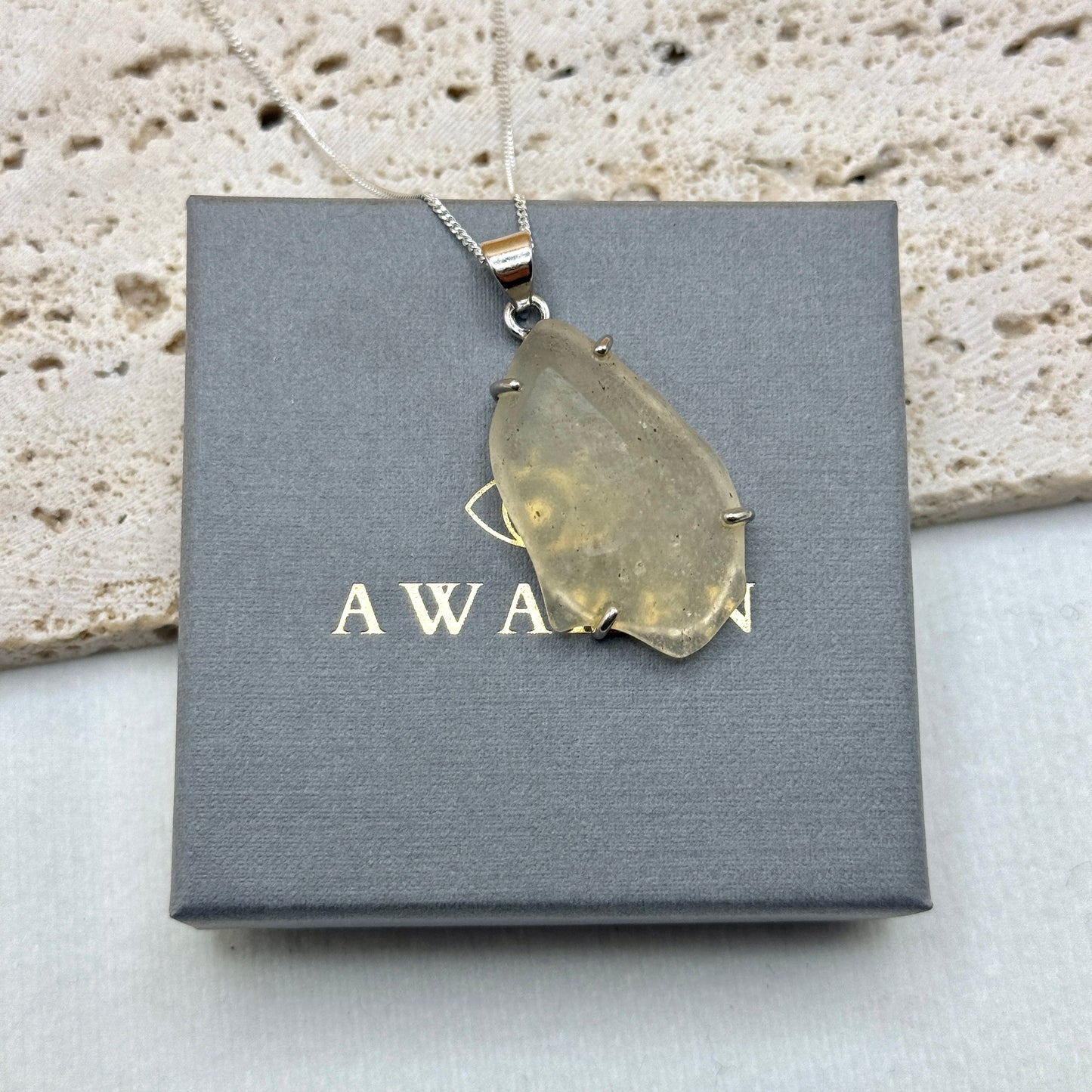 Sterling Silver 925 Libyan Desert Glass Necklace | TRANSFORMATION | ABUNDANCE | INSPIRATION