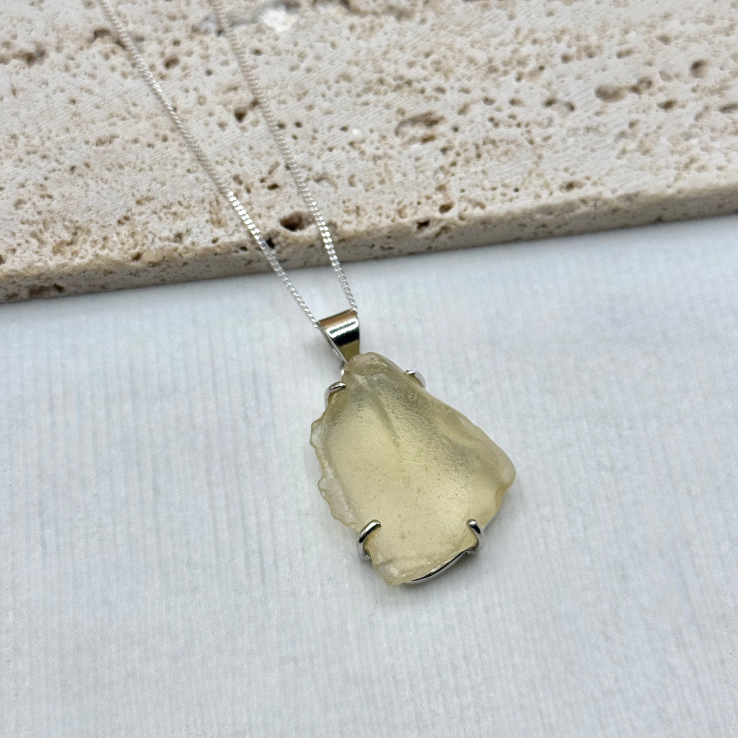 Sterling Silver 925 Libyan Desert Glass Necklace | TRANSFORMATION | ABUNDANCE | INSPIRATION