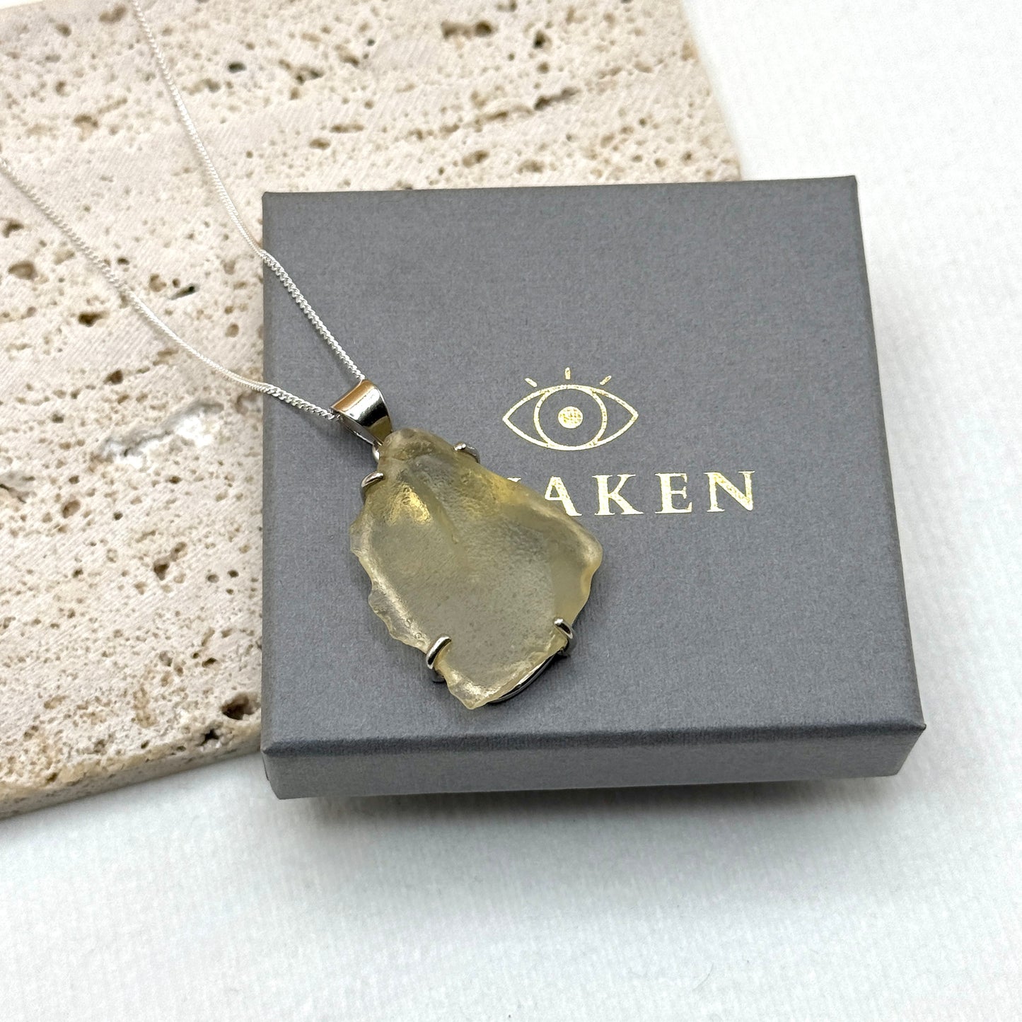 Sterling Silver 925 Libyan Desert Glass Necklace | TRANSFORMATION | ABUNDANCE | INSPIRATION