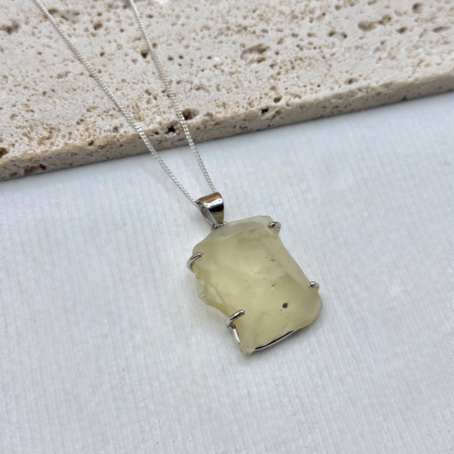 Sterling Silver 925 Libyan Desert Glass Necklace | TRANSFORMATION | ABUNDANCE | INSPIRATION