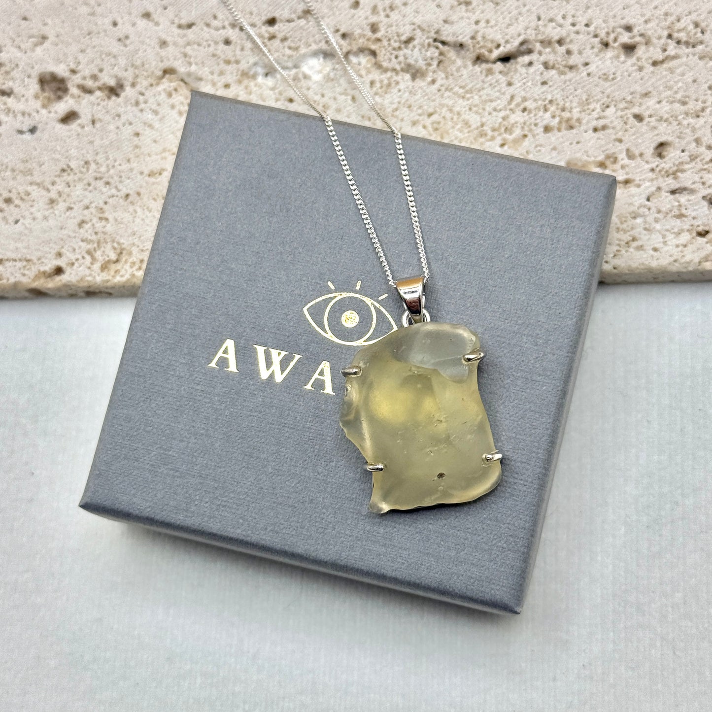 Sterling Silver 925 Libyan Desert Glass Necklace | TRANSFORMATION | ABUNDANCE | INSPIRATION