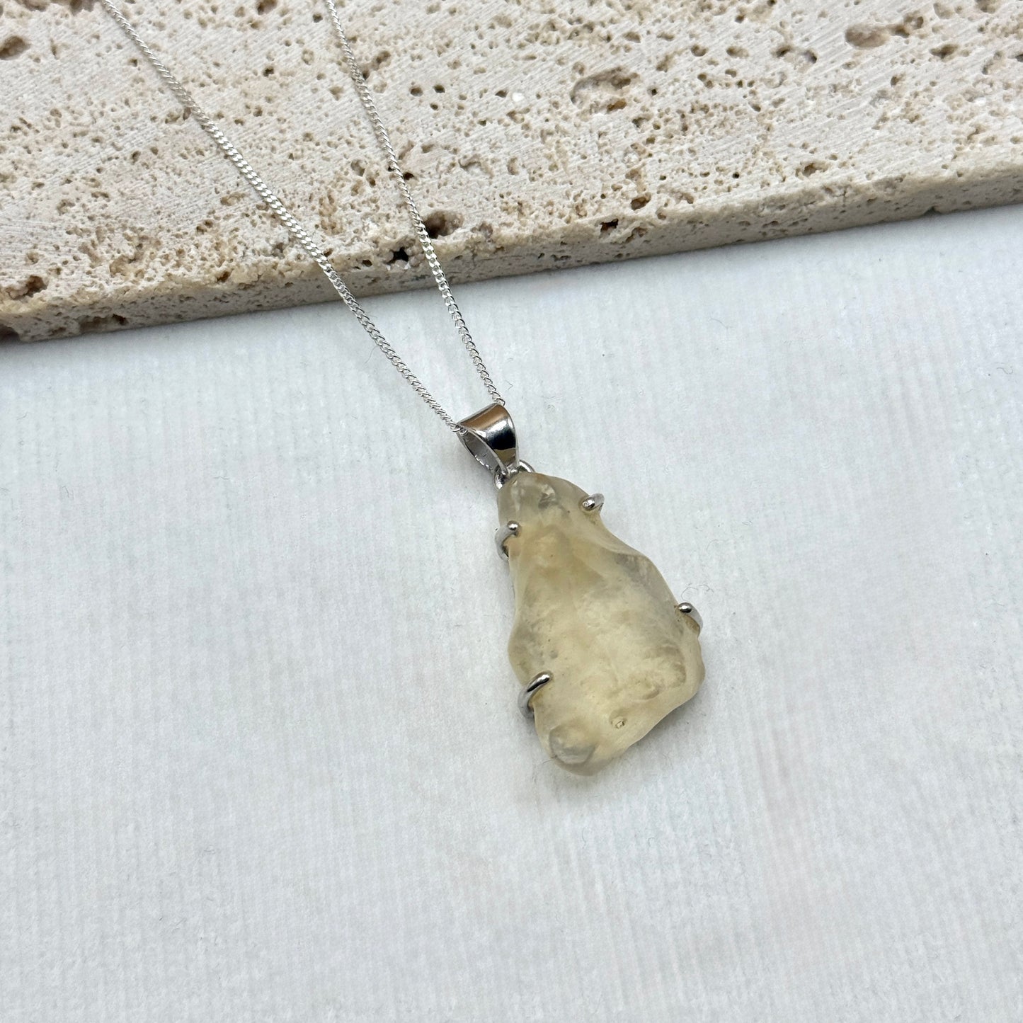 Sterling Silver 925 Libyan Desert Glass Necklace | TRANSFORMATION | ABUNDANCE | INSPIRATION