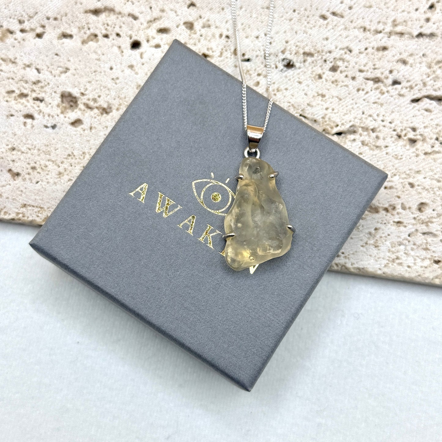 Sterling Silver 925 Libyan Desert Glass Necklace | TRANSFORMATION | ABUNDANCE | INSPIRATION