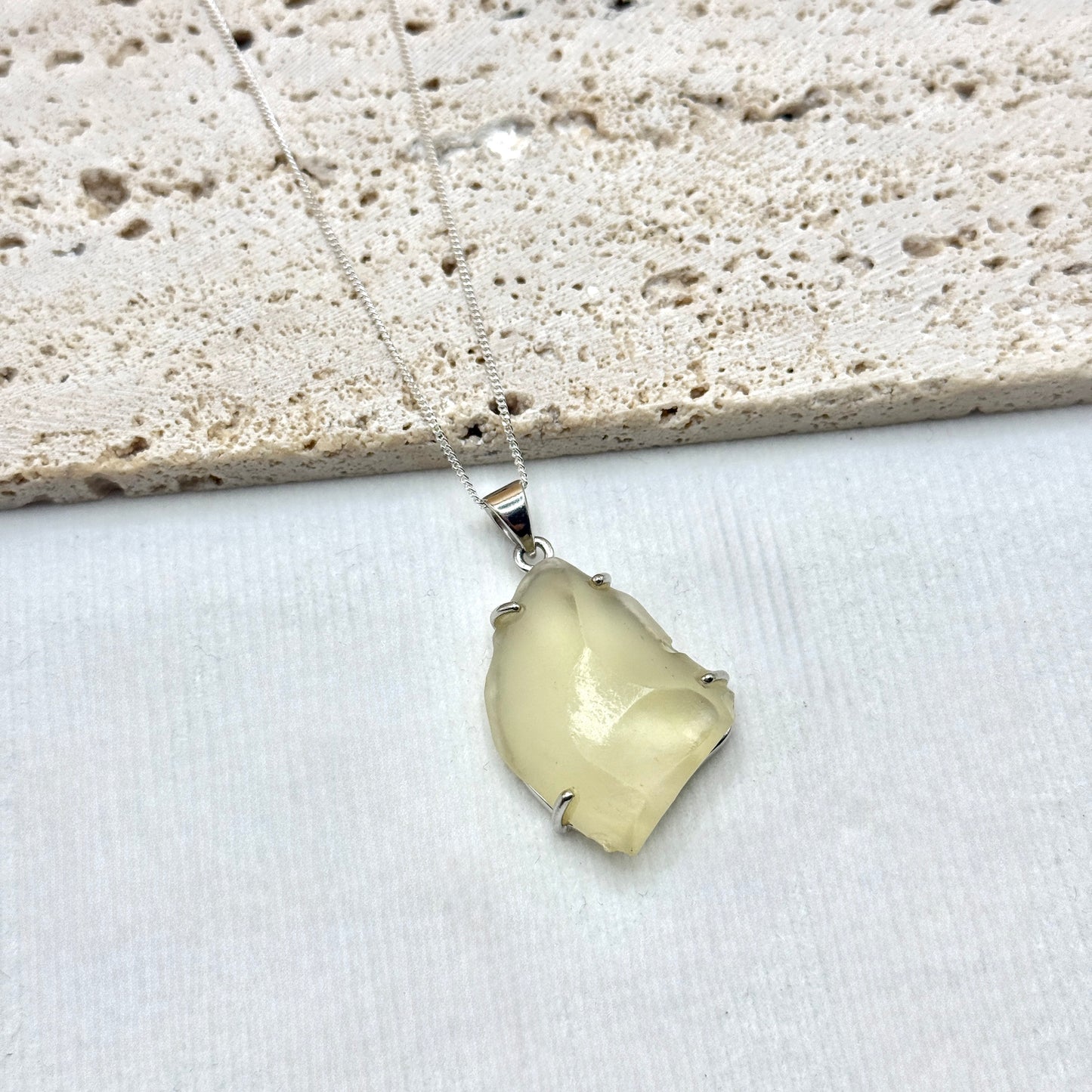 Sterling Silver 925 Libyan Desert Glass Necklace | TRANSFORMATION | ABUNDANCE | INSPIRATION