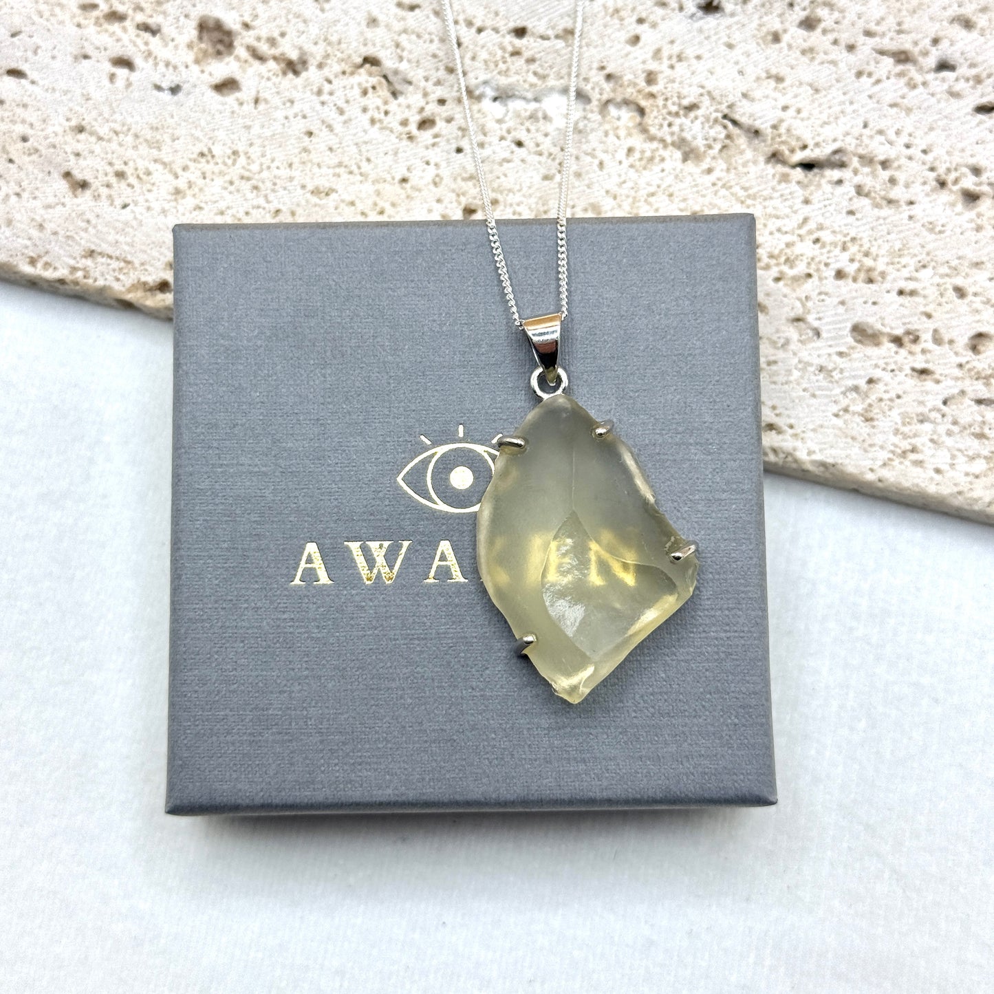 Sterling Silver 925 Libyan Desert Glass Necklace | TRANSFORMATION | ABUNDANCE | INSPIRATION