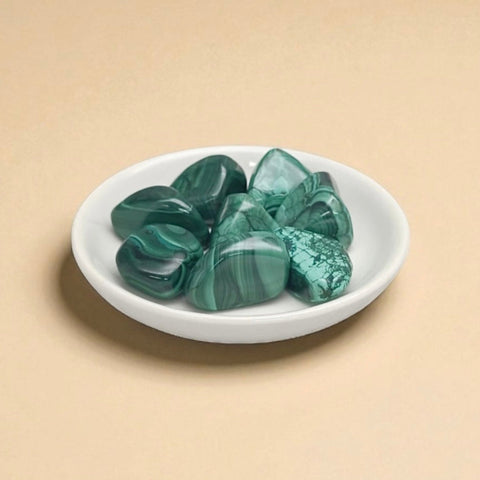Malachite crystal tumble stone