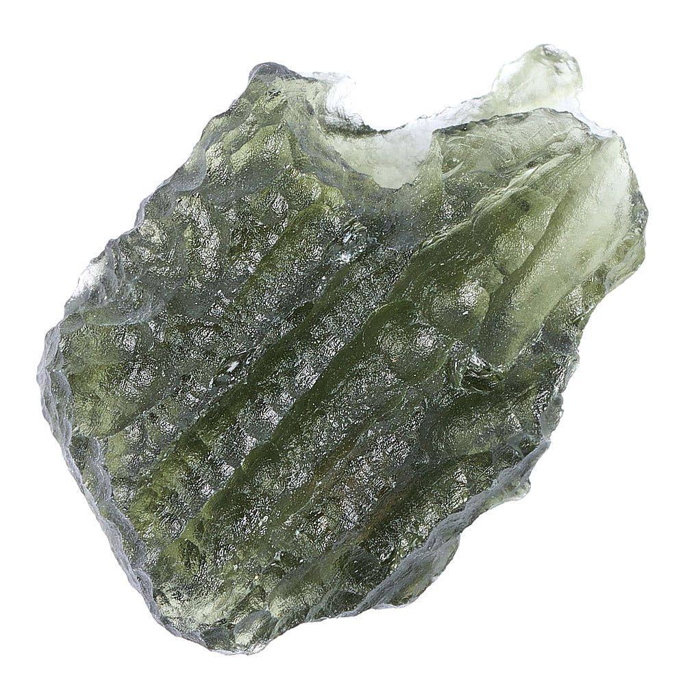 Rough Moldavite Rough 3.26g, in box with ID card, Chlum, Czech Republic