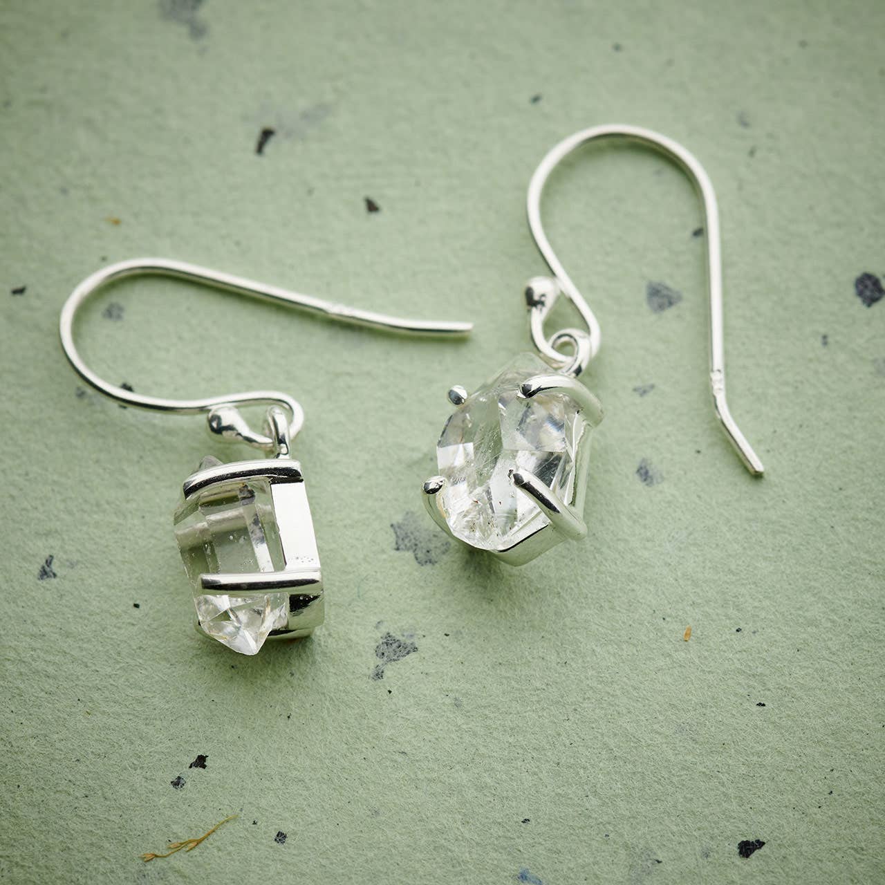 HERKIMER DIAMOND STERLING SILVER DANGLE EARRINGS