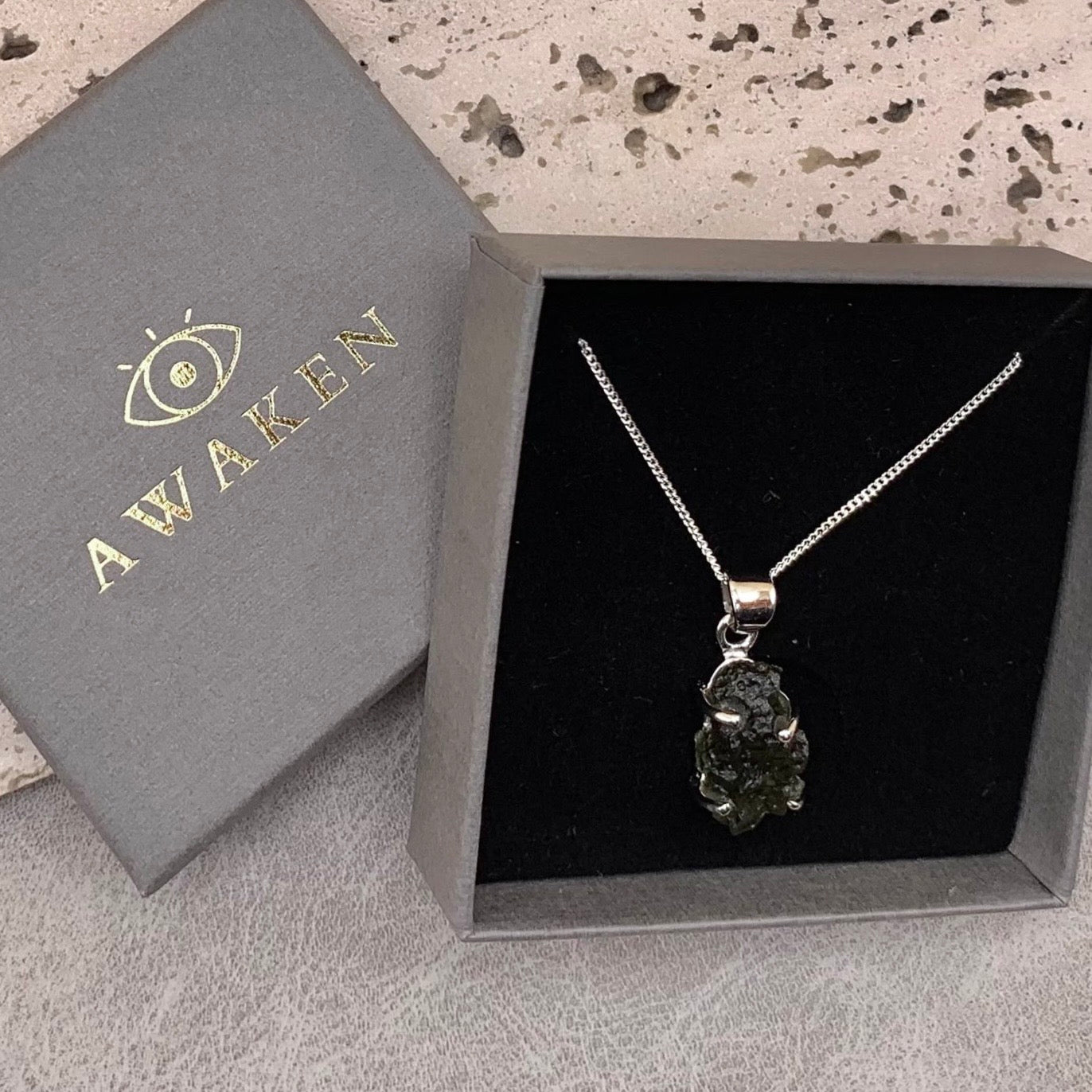 Moldavite Necklace Sterling Silver | TRANSFORMATIVE TEKTITE