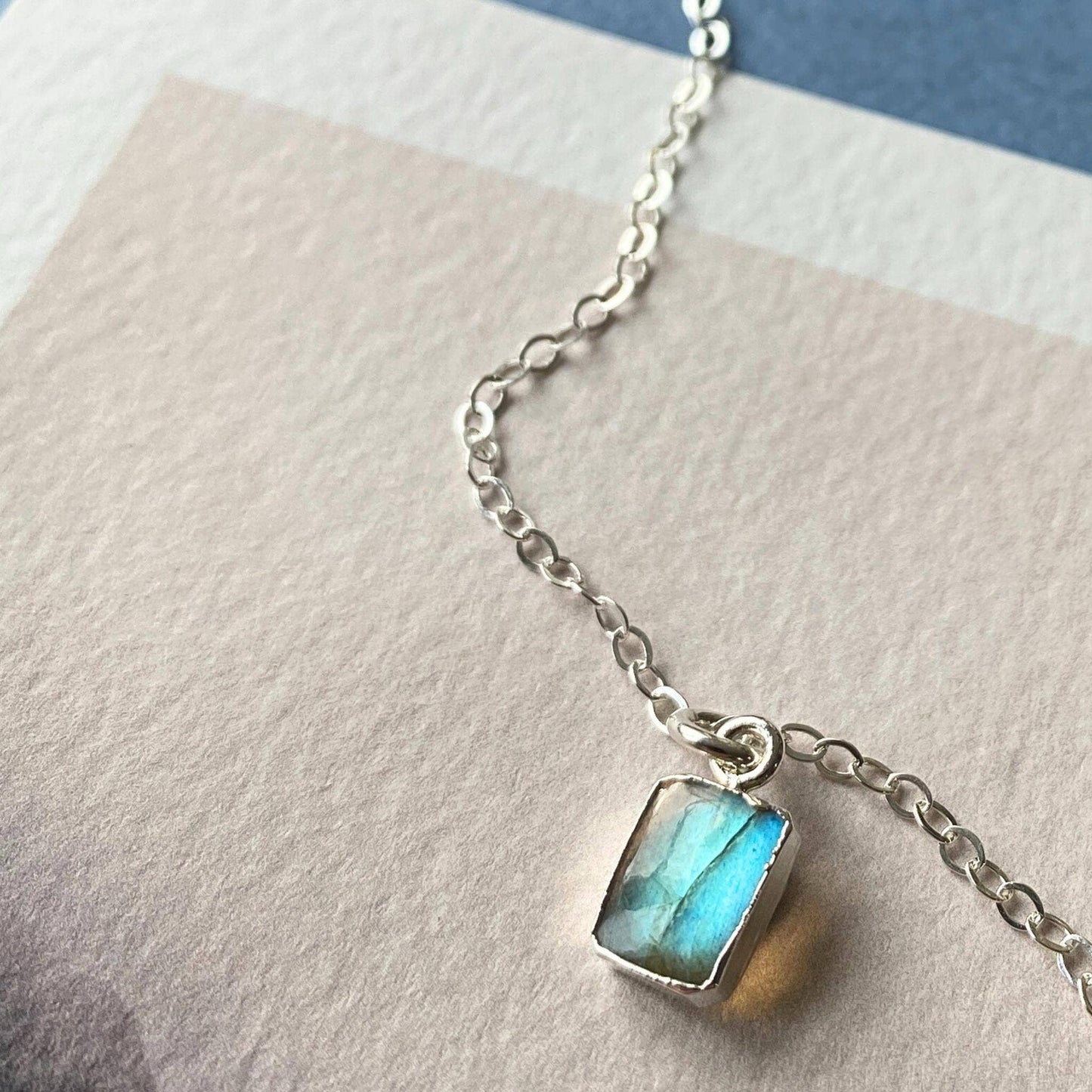 'Transformation' Labradorite Mini Slice Sterling silver necklace