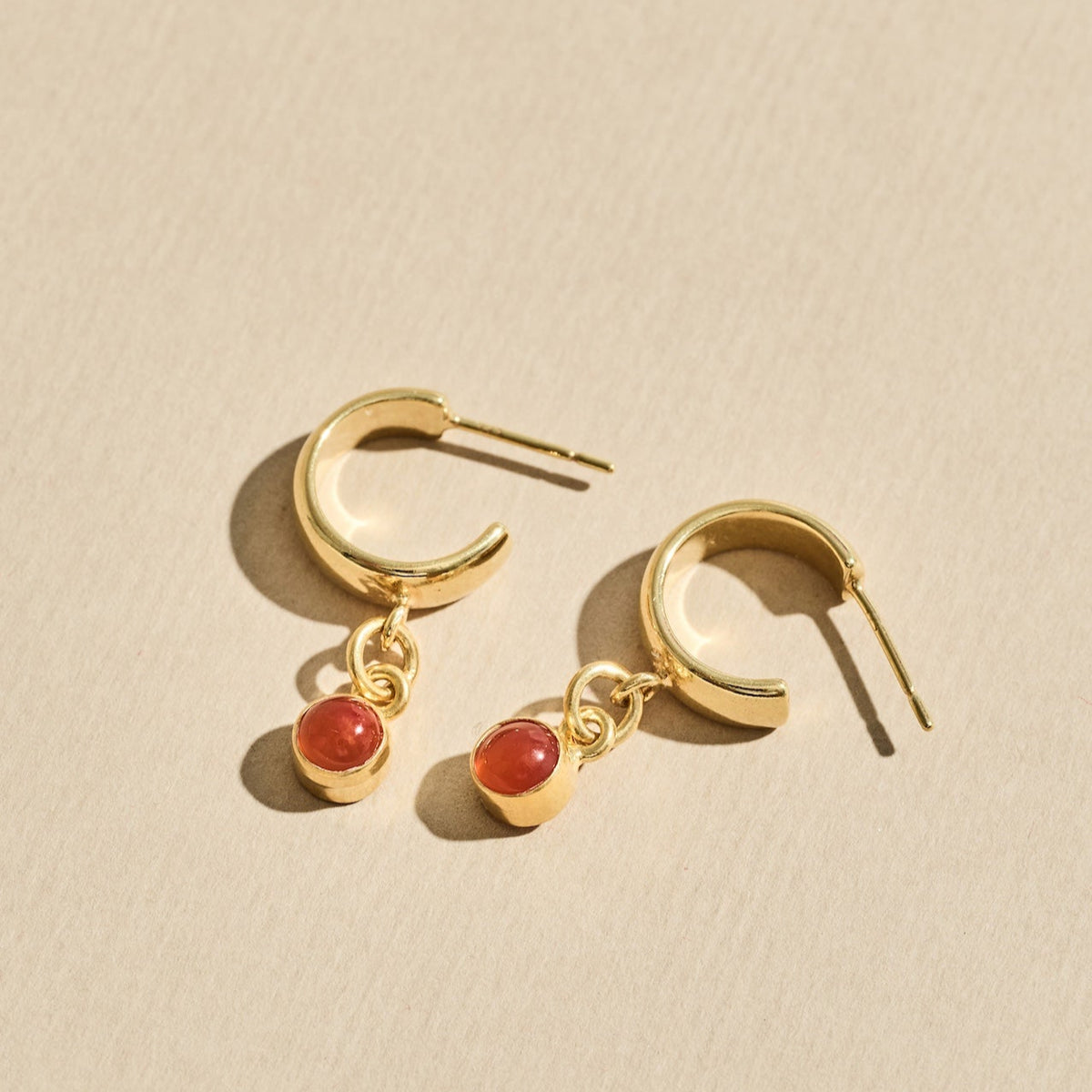 The 'Sunburst' Gold Carnelian Hoops
