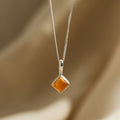 Carnelian orange crystal gemstone necklace silver
