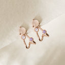 Rose Gold rose quartz clear quartz and amethyst earrings 