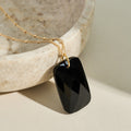 Black Obsidian crystal gemstone gold necklace