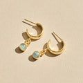 The 'Sunburst' Gold Aquamarine Hoops