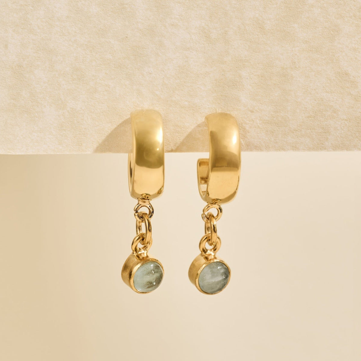 The 'Sunburst' Gold Aquamarine Hoops