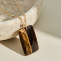 The 'Thea' Tigers Eye Dog Tag Gold Necklace | Bravery | Confidence | Grounding