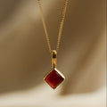 Carnelian red crystal necklace 