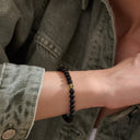 Moldavite and Black Tourmaline Beaded crystal bracelet 