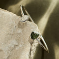Moldavite & Herkimer Sterling Silver Bangle Bracelet | Transformation | Expansion | Growth