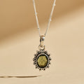 Silver Moldavite polished crystal necklace