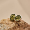 Moldavite Oval/round Studs Sterling Silver | Transformation | Expansion | Growth