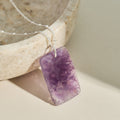 Silver amethyst gemstone crystal necklace on a satellite chain