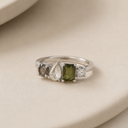 Moldavite, Libyan Desert Glass, Herkimer Diamond & Agni Manitite Ring - 'The Powerhouse' Silver | Transformation | Success | New Beginnings