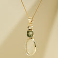 Moldavite, Herkimer Diamond & Libyan Necklace Gold