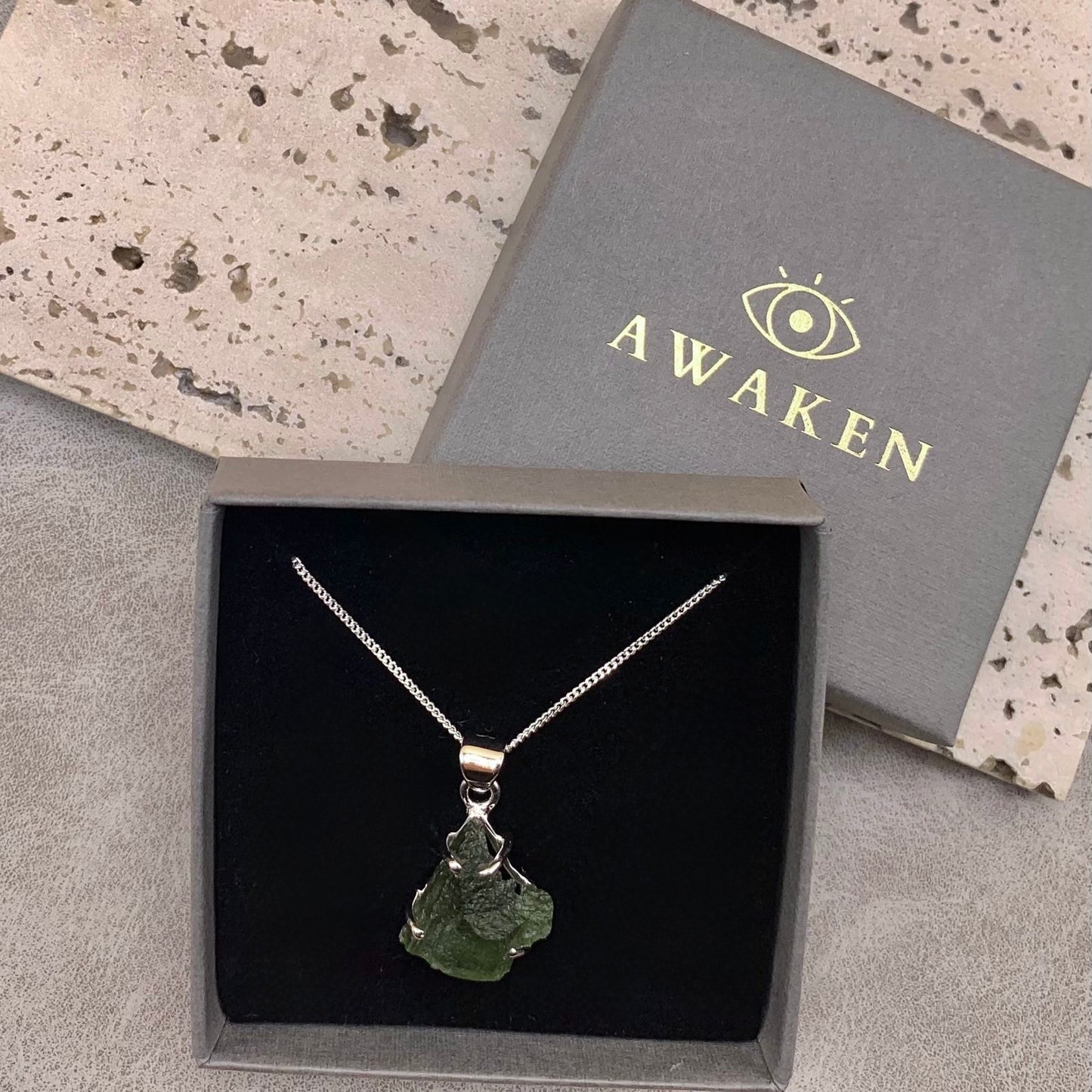 Moldavite Necklace Sterling Silver | TRANSFORMATIVE TEKTITE