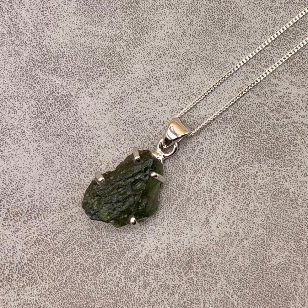 Moldavite Necklace Sterling Silver | TRANSFORMATIVE TEKTITE