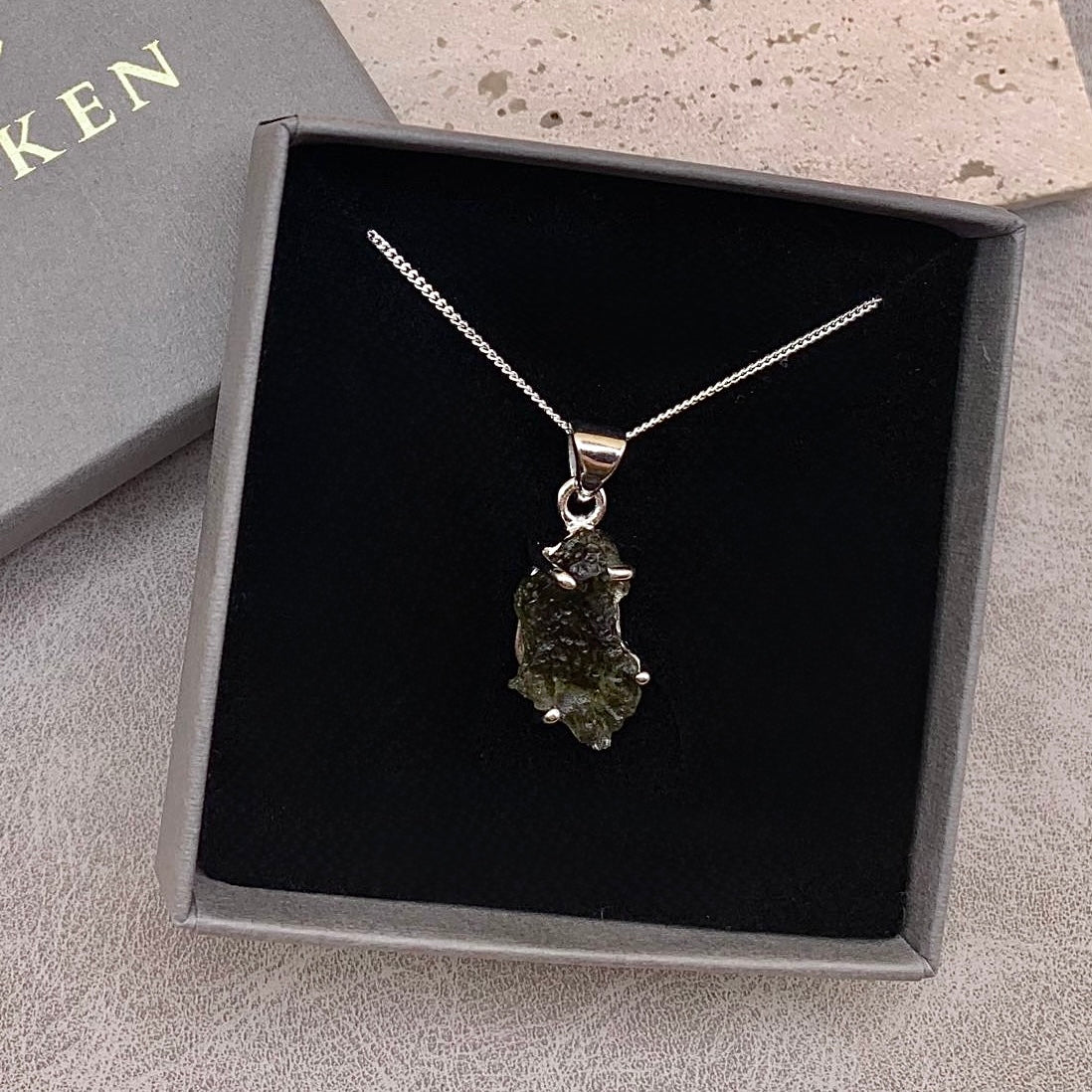 Moldavite Necklace Sterling Silver | TRANSFORMATIVE TEKTITE